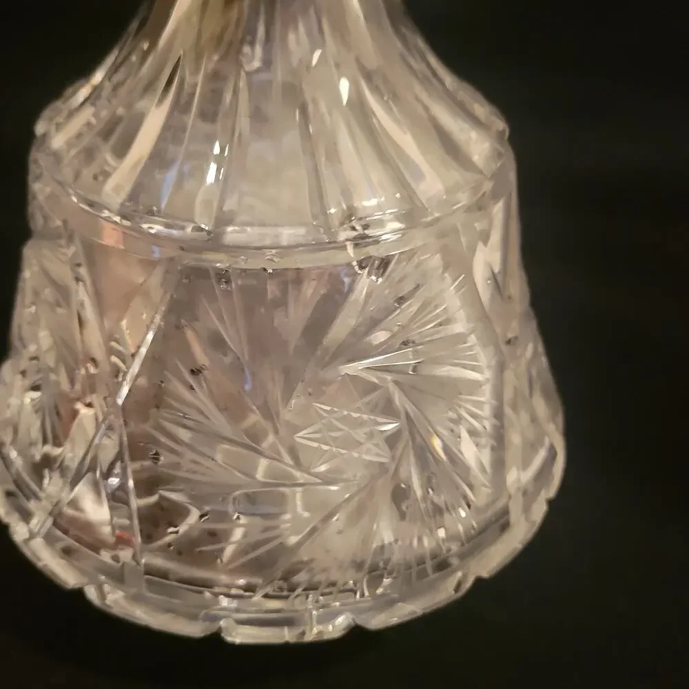 Vintage Rare Glass Crystal Decanter Carafe with stopper Floral Cut Bohemian